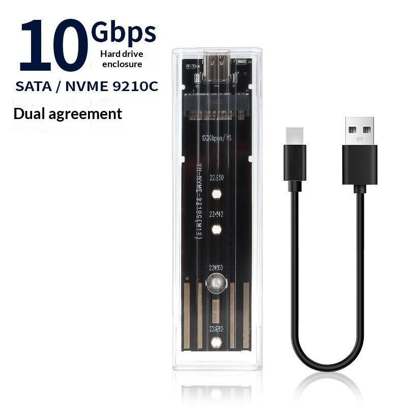 Transparent M2 Ssd Enclosure 10Gbps High Speed Transfer Durable Clear Shell For Laptop Storage Business Trips Office Work