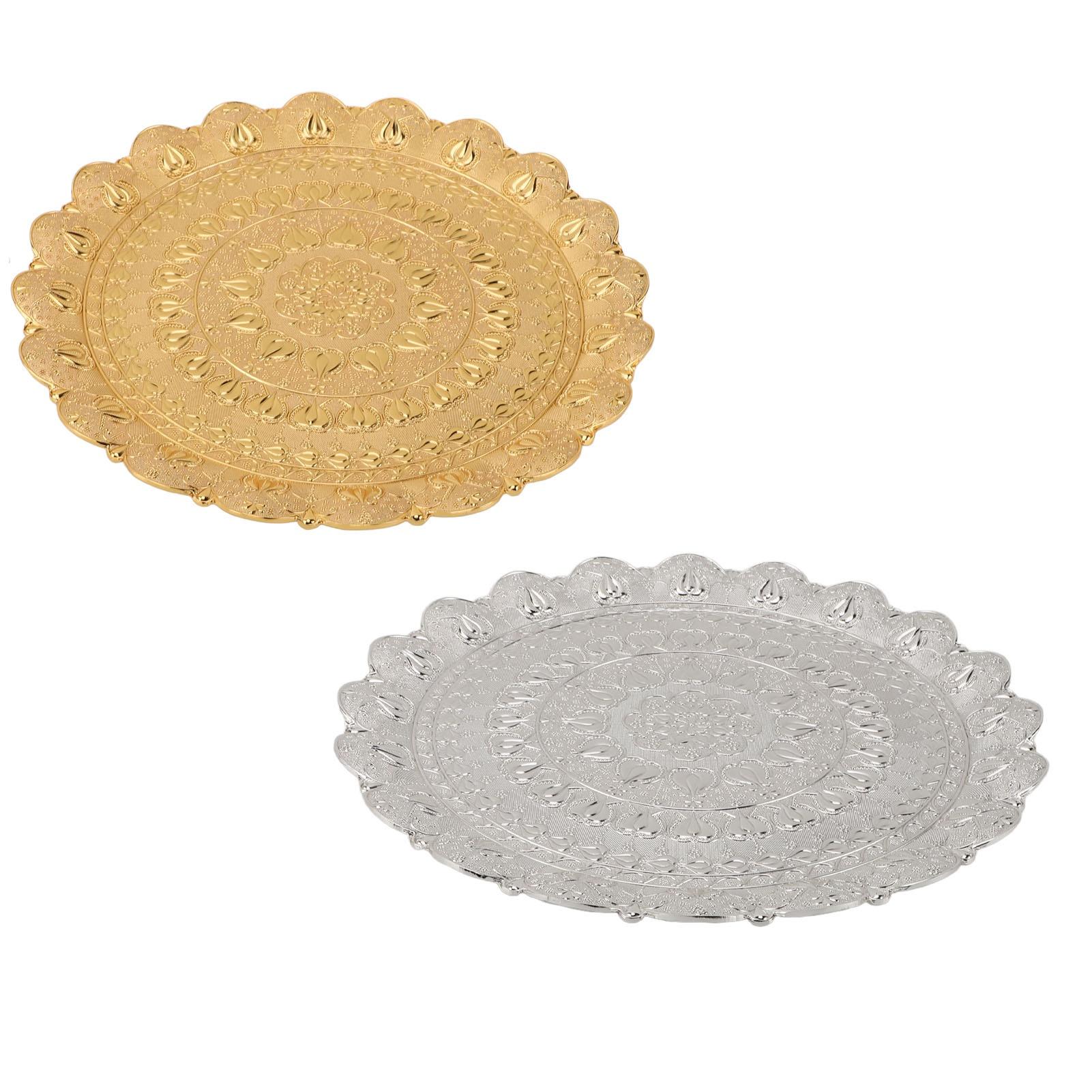 Турецкий чайный кофейный поднос в винтажном стиле с тисненым узором круглая кофейная — фото 11