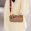 Women's fashionable wide shoulder strap cylindrical bag retro printed pillow bag shoulder bag crossbody bag