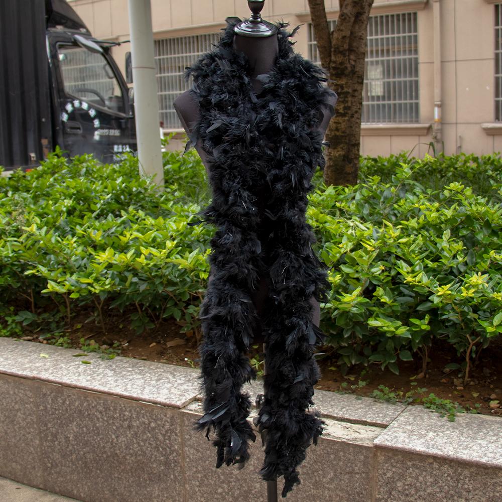 

2M Turkey Marabou Feathers Boa 38g-90g Colored Plumas Dress Shawl DIY Craft Wedding Scarf Decor Sewing Costume Trims Accessories 38-40 Gram чёрный