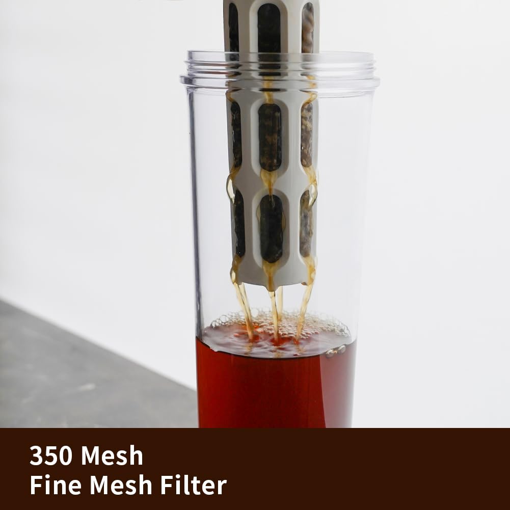 watchget Portable Cold Brew Coffee 34 Iced Coffee Tea Removable Fine Mesh Perfect for Outdoor Camping Trips Maker, oz/1 L, Maker, Brewer, Leak-Proof,