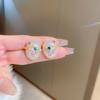 Zircon Mermaid Ji Pearl Geometric Oval Earrings French Light Luxury Premium Stud Earrings Temperament Earrings