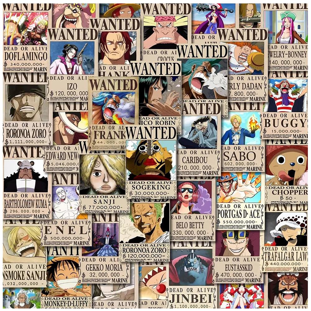 50/100pcs ONE PIECE Anime Stickers Cool Cartoon Decals Kid Toy DIY Stationery Suitcase Car Bike Waterproof Classic Manga Sticker