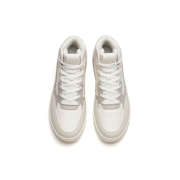 Anta Versatile Casual Wear Durable High-Top Skate Shoes Men Sneakers White Gray 912238013-3