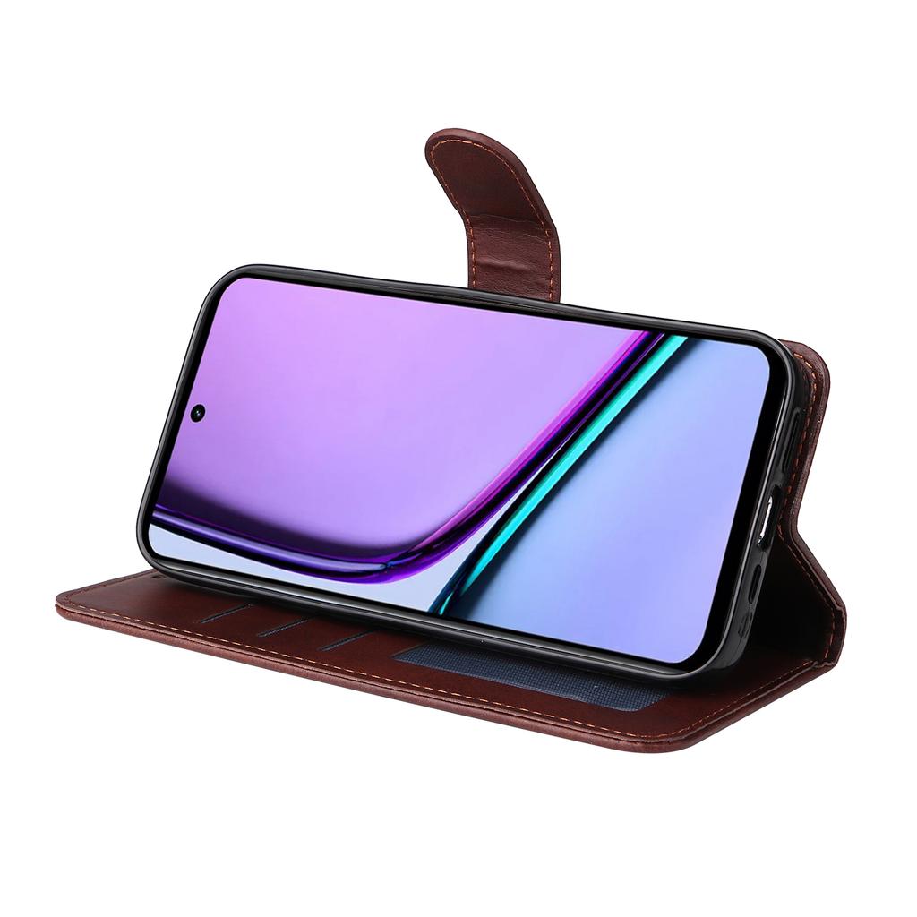 For Realme C67 4G Case Calf Texture PU Leather Magnetic Clasp Cover with Wallet