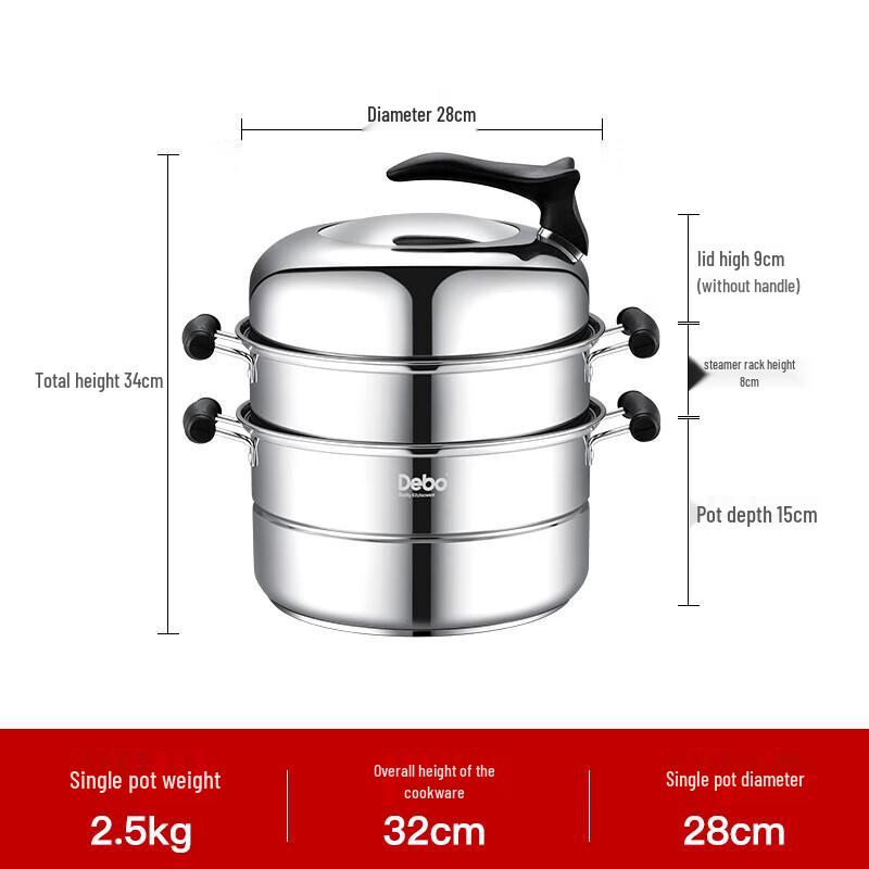 Deppol 28 см Набор из нержавеющей стали: Пароварка и Кастрюля