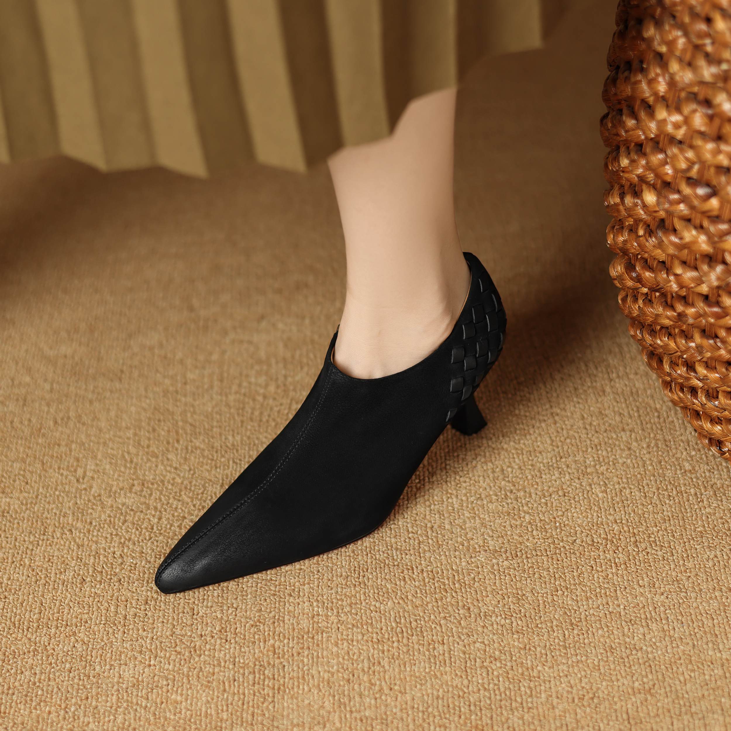 Krazing Pot Sheep Skin Autumn Winter Shoes Stiletto Thin High Heels Size 41 Pointed Toe Pumps 34