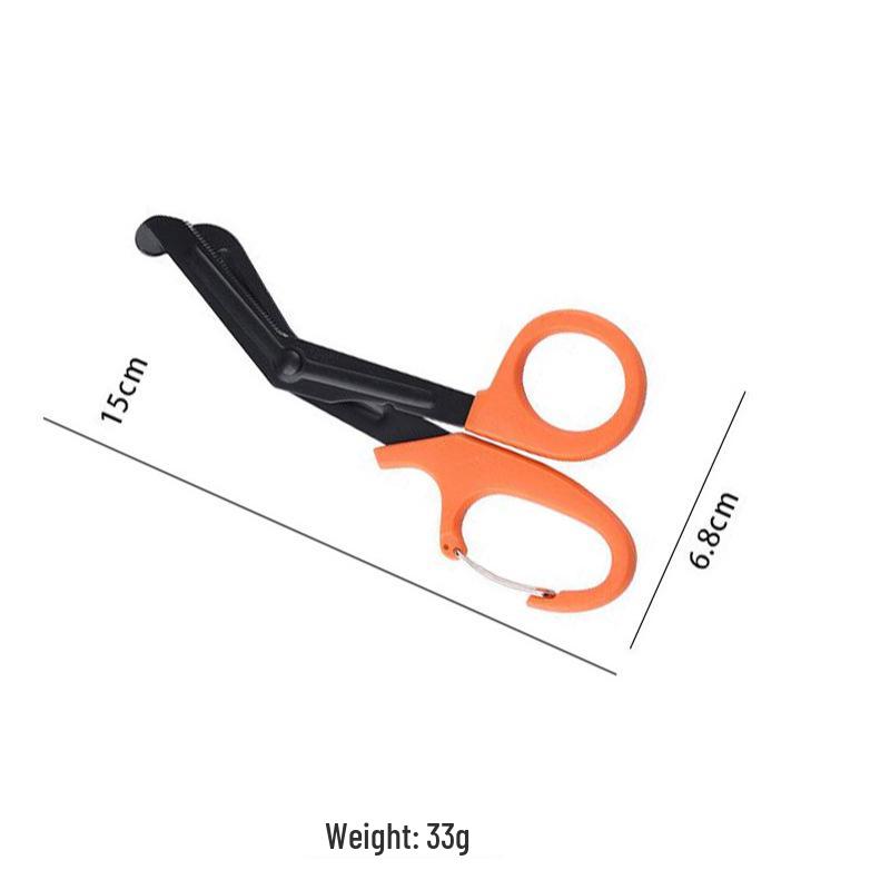 Stainless Steel 19CM Scissors: Gauze, Canvas, EMT Bandage, Curved Tip, Tape.