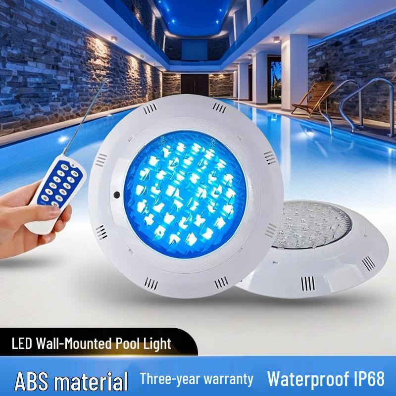 Wireless RGB LED Pool Light, Surface Mounted, 12V, Remote Controlled, Seven-Color Underwater Illumination