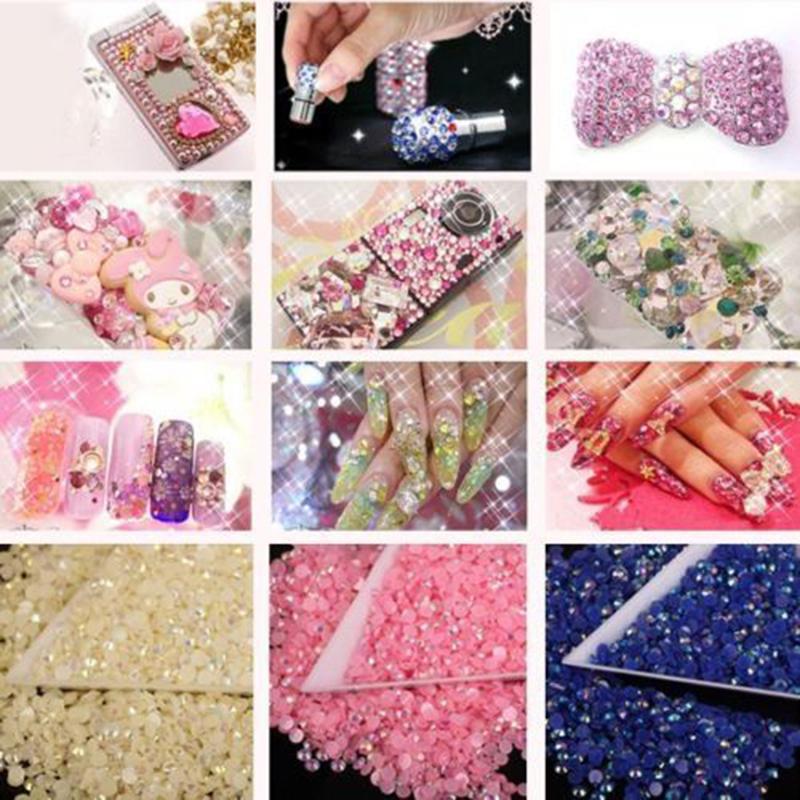 2000 st Flat Back Resin Rhinestones DIY telefonfodral Nageldekaler 2/3/4/5 mm