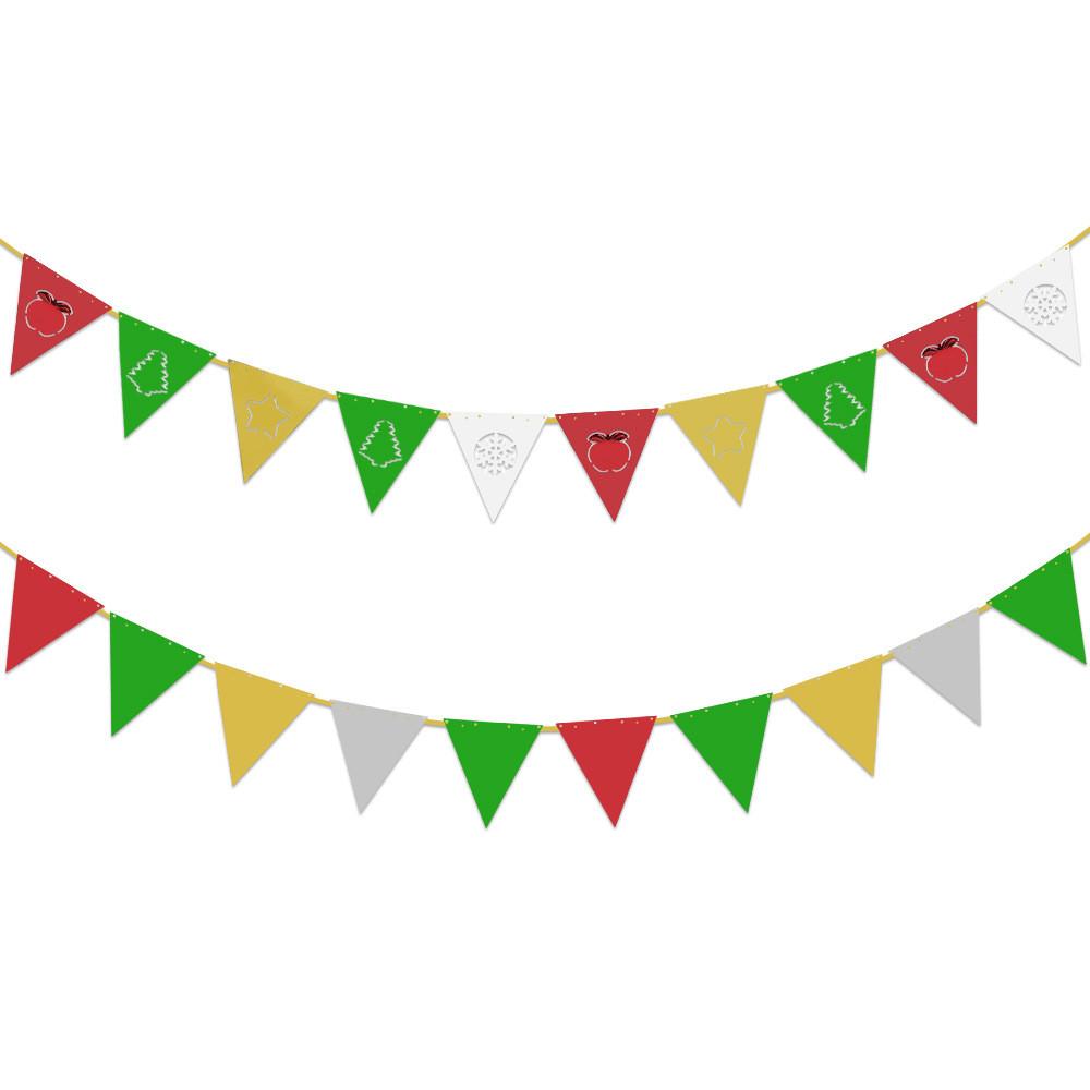 Eye-catching Christmas Decorative Triangle Flags For Cheerful Party Atmosphere Setup