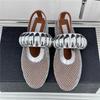 Fashion Metal Buckle Decoration Mesh Mules Flat Shoes for Women Summer Breathable Comfort Ballet Shoes Fashion Soft Sole Casual Shoes