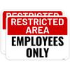 2PC Restricted Area Employees Only Sign, 14 X10 Inches - Aluminum - Ers Not Allowed In Work Area Sign