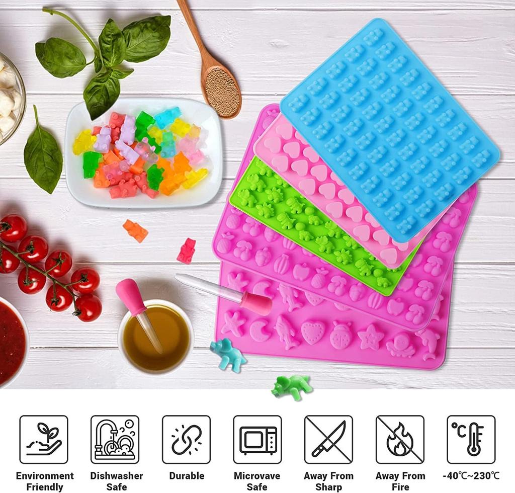 1pcs Fruits  Dinosaurs  Gummy Bears Shapes Candy Mini Silicone Mould  Soft Jelly Moulds  Candy Baking Moulds Non-Stick Food Mou