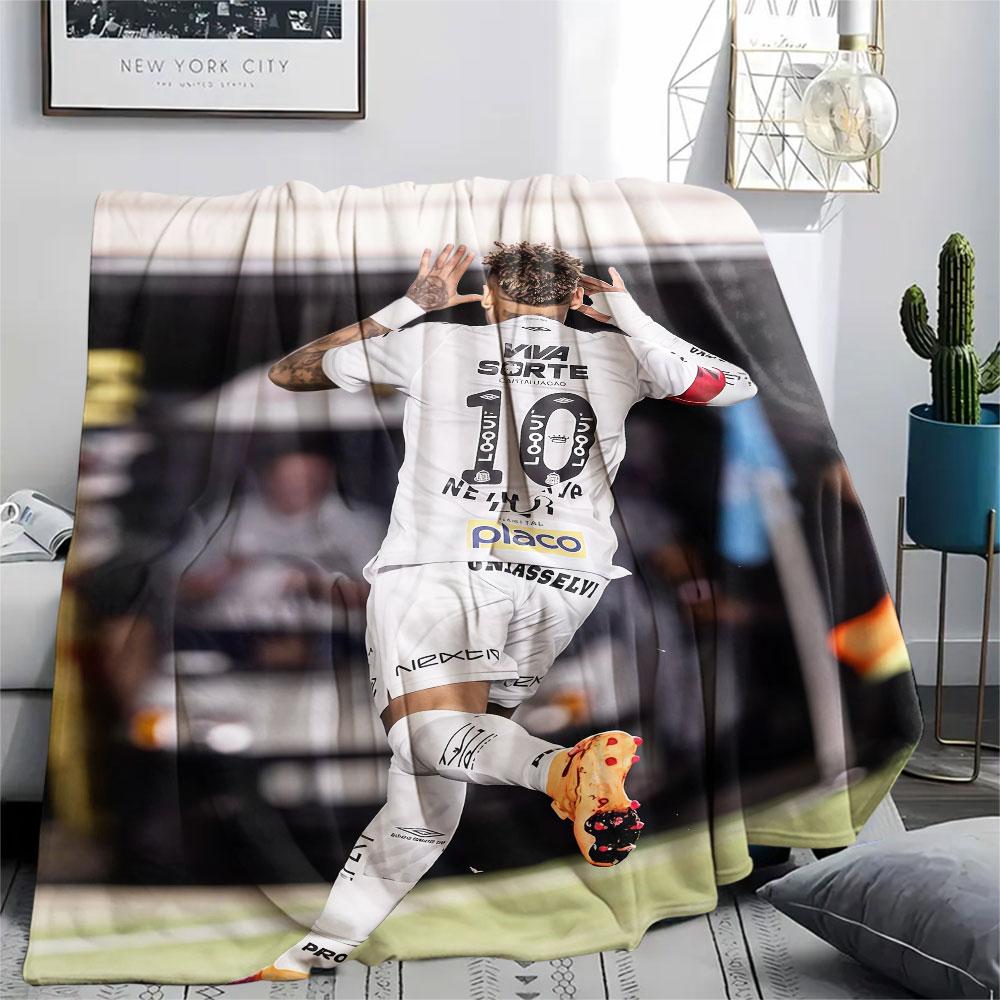 Neymar Kunst Aufdruck Flanelldecke, weiche Überwurfdecke für Schlafzimmer Sofa, waschbar, Fanartikel, tolles Geschenk.