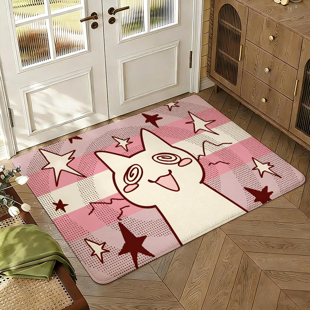 Cute Trans Pride Cat Meme Floor Mat Soft Thickened Absorbent Non-Slip Bedroom Living Room Door Mat Home Decor Flannel Rugs