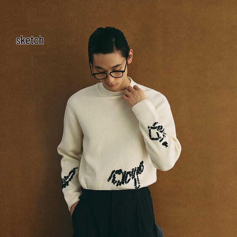 

CROQUIS Men s 2023 Winter Jacquard Round Neck Pullover Sweater L