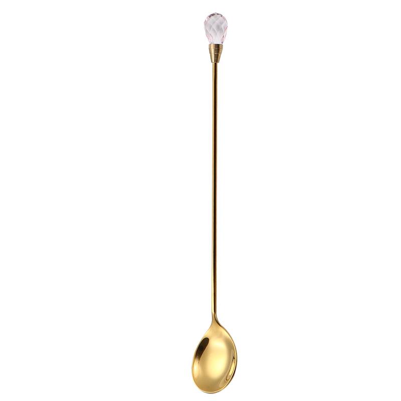Spoon Set Long Handle Teaspoon 430 Stainless Steel Diamond Ice Spoon Perfect For Dessert Ice Cream Coffee Cocktail