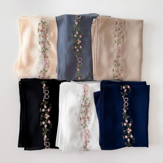 Headscarf Bohemia Style Embroidery Flower Protection Shawl Pattern Sun Commuter Anti-static Turban Hair Accessory