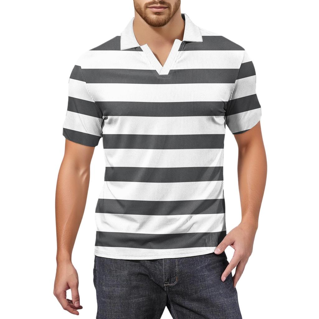 Herrenmode Bedrucktes V-Ausschnitt Kurzarm Top Golf T-Shirt