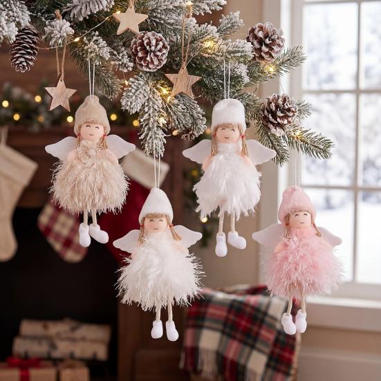 Party Supplies Cute Plush Angel Doll Christmas Ornament, Small Fairy Pendant Pendant, Tree Hanging Decoration for Holiday Decor Ornament