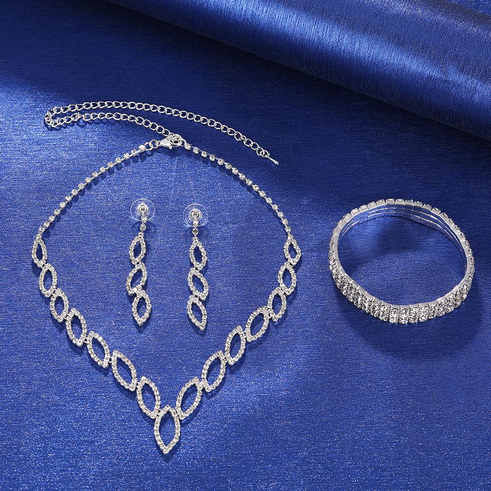 Popular Jewelry, Wedding Photography Women's Necklace Accessories, Silver Earrings Necklace Bridal Jewelry Set