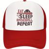 Eat Sleep Baseball Repeat Trucker Hat Funny Baseball Graphic Mesh Sports Fan Cap for Men Women