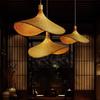 50/60cm Bamboo Weaving Chandelier Wicker Lampshade Pendant Light Retro Rattan Handwoven Hanging Lamp Hat-Shaped E27 Pendant Lamp