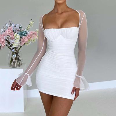 Sexy Kleider für Damen mit langen Ärmeln und hoher Taille