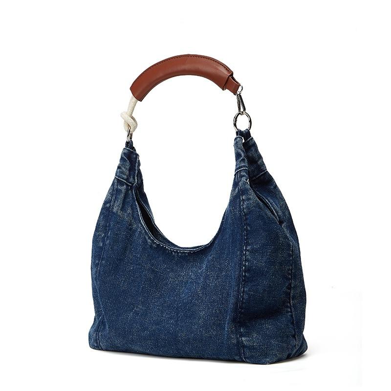 Premium denim tote bag women's summer new niche casual commuter underarm bag Spice girl shoulder bag