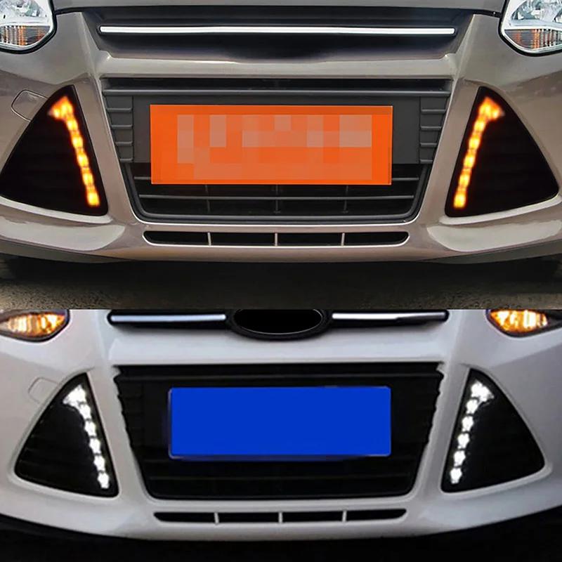 2Pcs/Pair LED Car Lights Front Bumper Daytime Running Lights Waterproof Turn Signal Lamp Fit For Ford Focus 3 MK3 2012 2013 2014