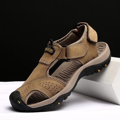 Summer Men Sandals Genuine Leather Mens Casual Shoes Outdoor Men Leather Sandals for Men Beach Shoes Roman Shoes Plus Size 38-48
