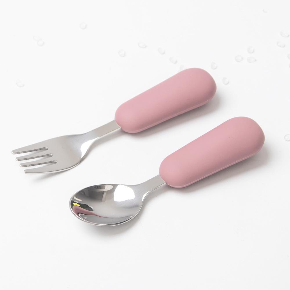 Edelstahl Kinder-Essgeschirr mit Anti-Rutsch-Silikon-Saugfuß & Besteck