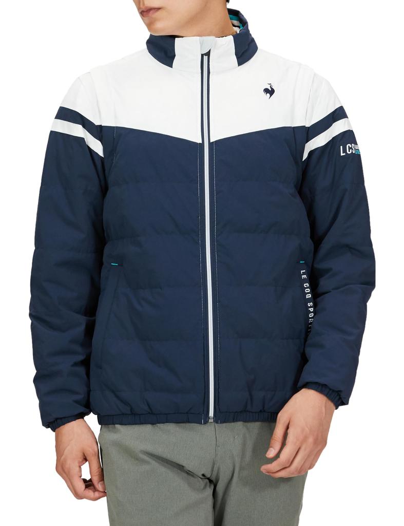 Le Coq Sportif Golf Stretch Forcer Classic Detachable Heat Golf Size LL Men's Blouson, Insulated, Water-Repellent, Windproof, Sleeves, Navi, 2-Way
