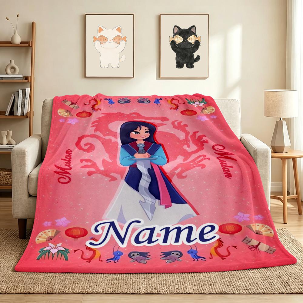 Custom Name Fairy Tale Flannel Blanket Throw Blanket Soft Warm Sofa Bed Decor Unique Gift