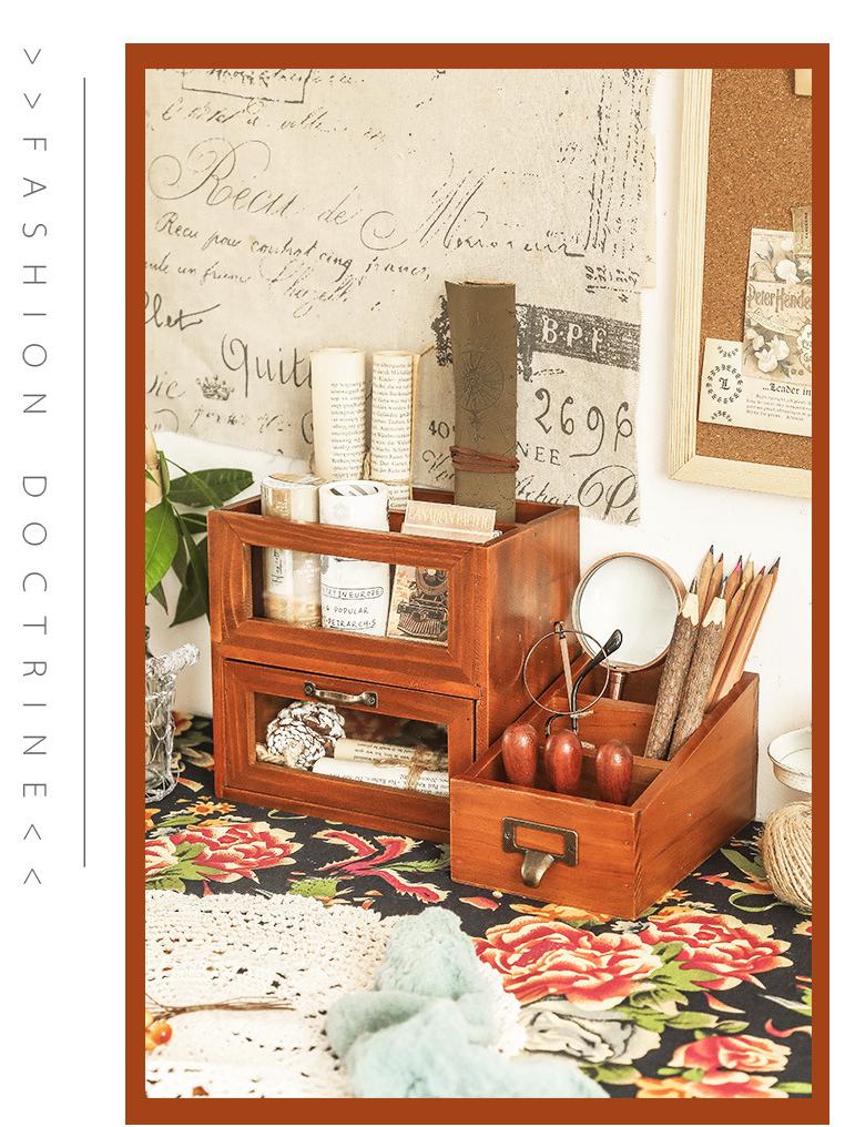 Wooden Desktop Organizer: Remote Holder & Stationery Box for Office or Makeup Brushes