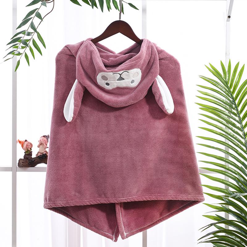 Peignoir à capuche en polaire corail pour enfants - Serviette enveloppante absorbante pour bébé pour le bain et la natation