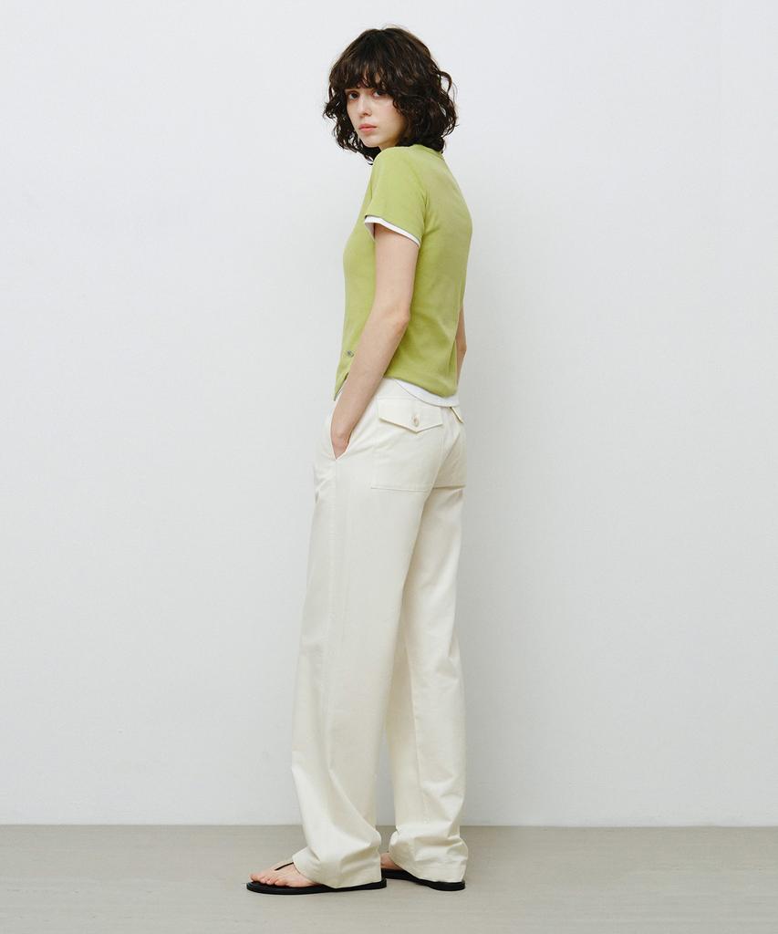 MONGDOL Button Pocket Straight Pants Ecru Mdpt078Ecru