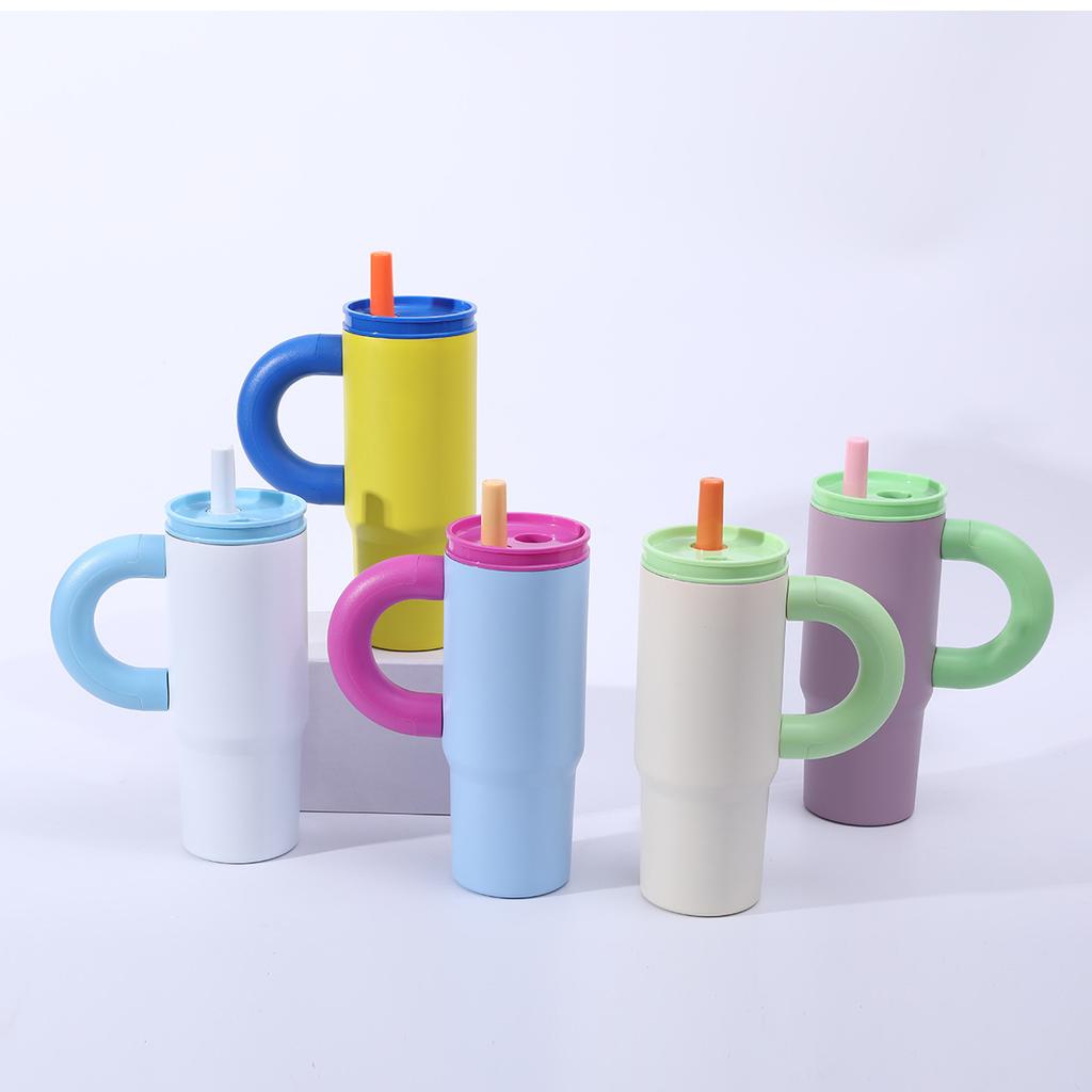 New hot-selling dopamine straw cup 101 stainless steel large-capacity thermos cup outdoor portable ice cup