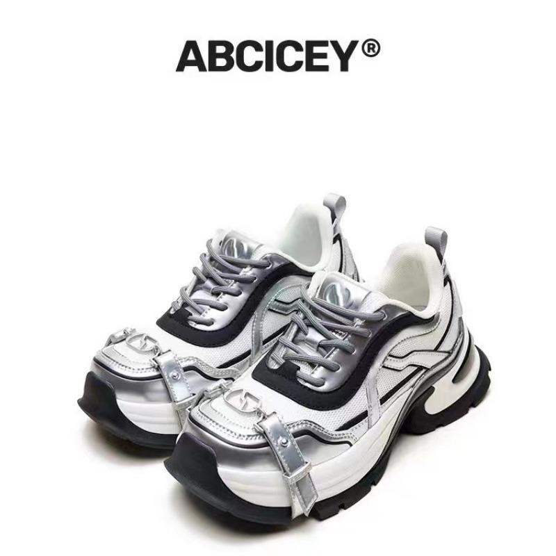 

Серебристые повседневные кроссовки для папы на платформе с 7 ремешками 35