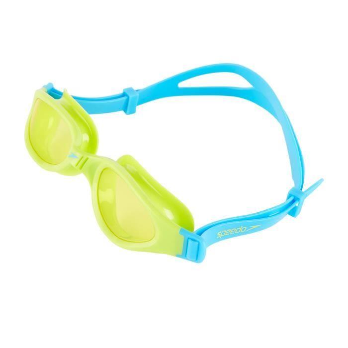 Lunettes De Natation Speedo Futura Plus Junior Bleu Avec Verres De Vision Élargie Jaune Enfant
