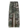 Mens Relaxed Fit Camo Cargo Pants Casual Wide Leg Jeans Water Washed Cotton Blend