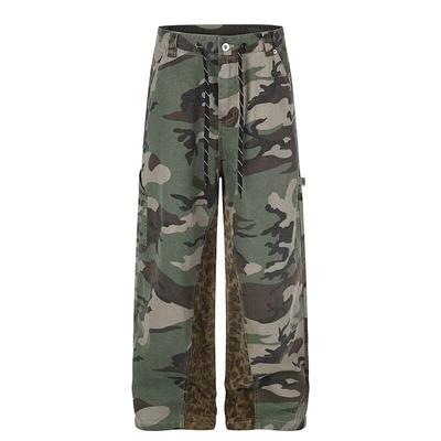 Herren lockere Camouflage Cargohosen lässige Weitbein Jeans wassergewaschene Baumwollmischung
