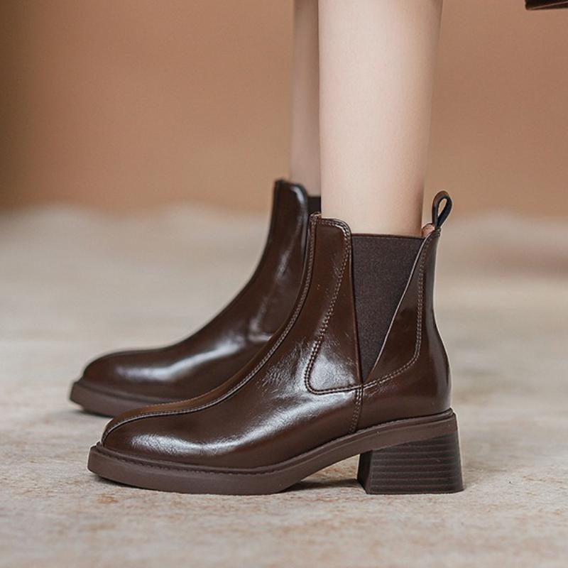 Women Ankle Boots Elegant High Heels Shoes Designer 2025 Winter New Party Boots Chunky Chelsea Dress Woman Pumps Mujer