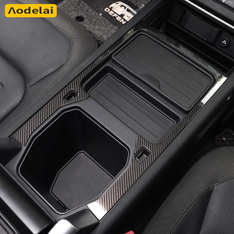 

For Land Rover Defender 90 110 130 2020-2024 Car Carbon Fiber Central Control Water Cup Holder Panel Frame Cover Trim