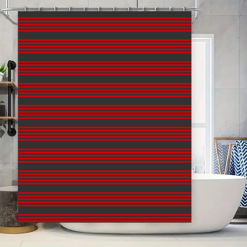 

Modern Red Striped Shower Curtain Bathroom Decor For Home Decoration Waterproof Shower Curtains With Rings Set In Multiple Sizes W60H190(CM)-1 Pcs