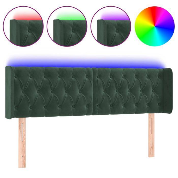 VidaXL Tête de Lit à LED Meuble de Chambre à Coucher Accessoire de Lit Double Tête de Cadre de Lit Intérieur Vert Foncé 3123629