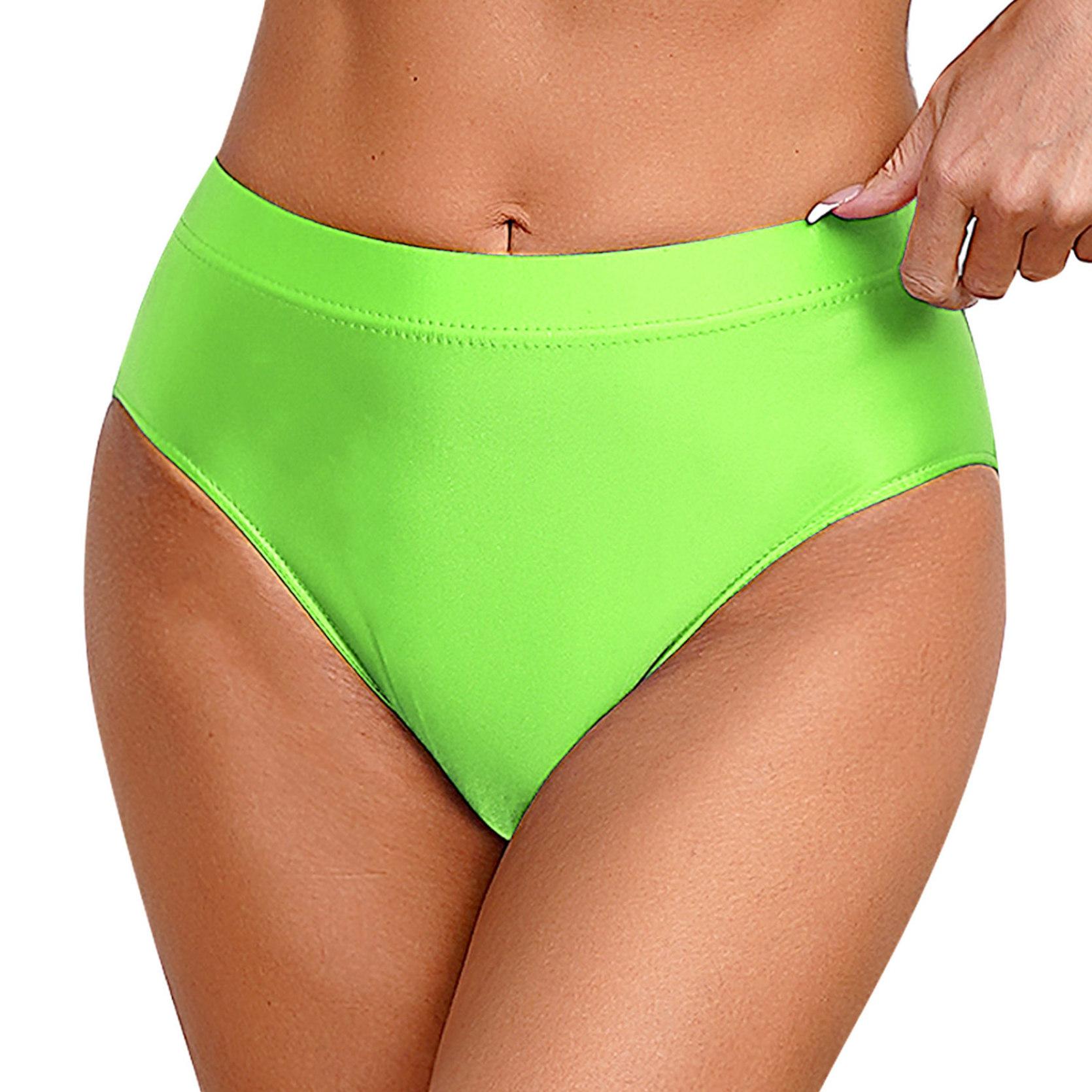 Sexy nahtlose Damen-Bikinihose mit niedriger Taille, brasilianisches Nylon, glänzende Unterwäsche XXL fluoreszierende grün