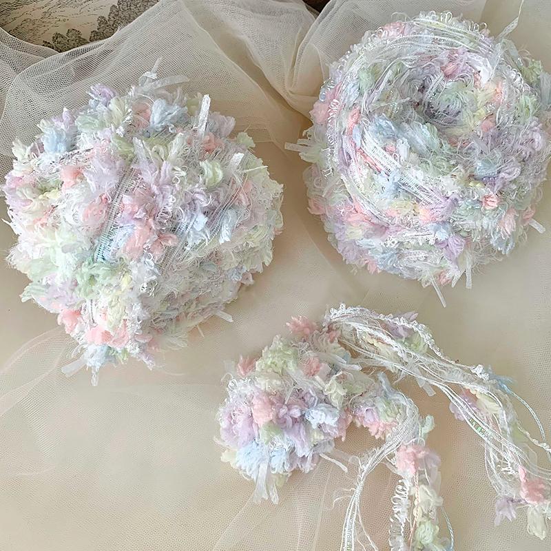 50g Pletení Tkaní Faux Mink Vynikající Směsová Příze Tkaná Šála Řemeslné Materiály Ručně Pletený Háčkovaný Květinový Design Roztomilý Vícebarevný