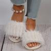 Fashion Winter Fashion Fluffy Bedroom Slippers Women Soft Plush Warm Comfy House Slippers Woman Indoor Non Slip Open Toe Faux Fur Slides